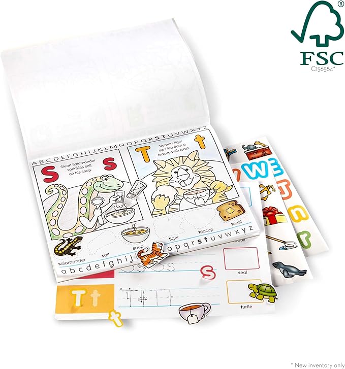 Melissa & Doug Alphabet Activity Sticker Pad for Coloring, Letters (250+ Stickers) - FSC Certified
