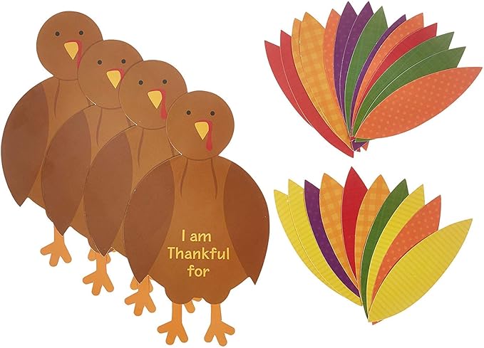Amscan 3 Pack Thanksgiving Turkey Craft Kit | Makes 12 Turkeys | Party Activity