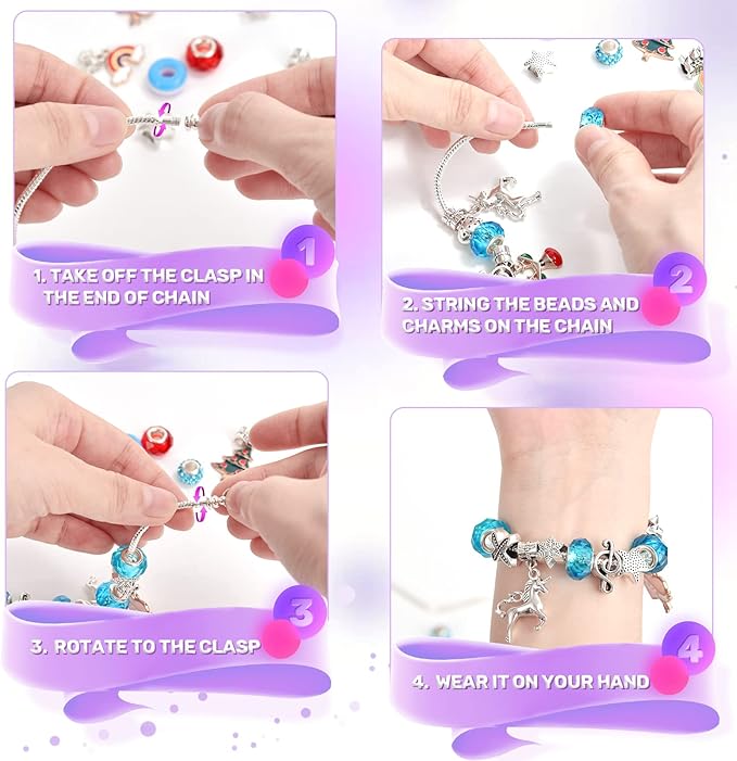 ZOOI Bracelet Making Kit for Girls, Girls Toys Age 6-8, Arts and Crafts for Kids Girls Ages 8-12, Gifts for 10 Year Old Girl, Jewelry Making Kit, Gifts for Teen Girls, Gifts for Girls Age 8-10