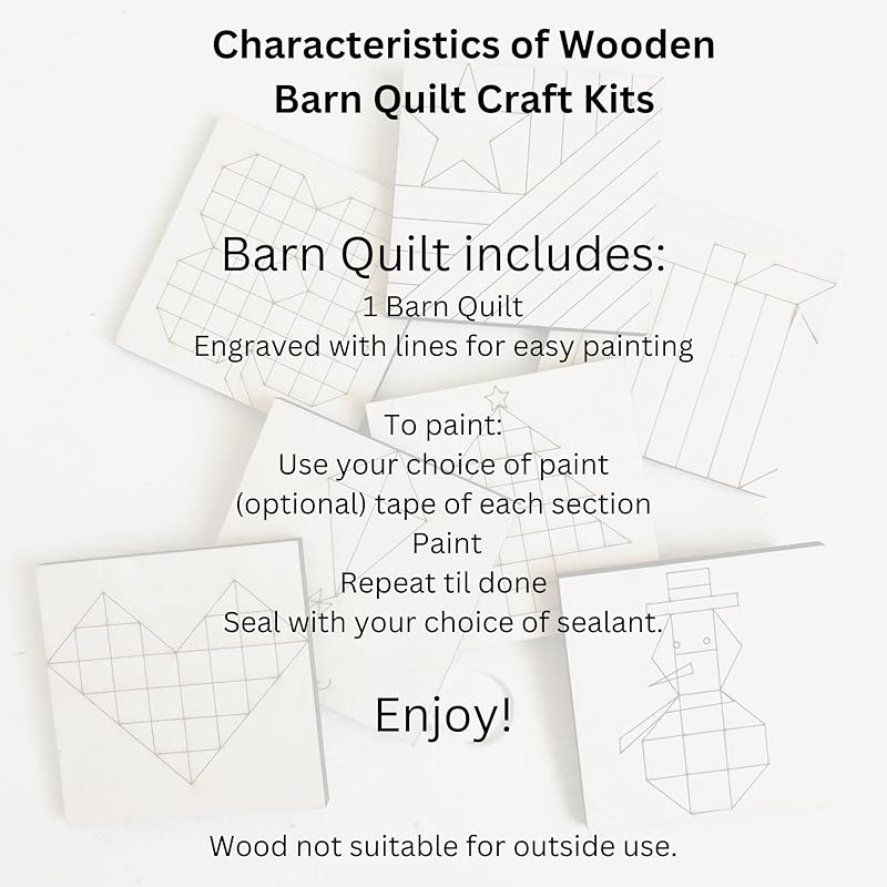 Maple Leaf Unfinished Barn Quilt Wooden Sign Painting Kit, Country Wall ARt Canvas Quilts Blocks to Paint (9 inches, Bear Paw) AVTRBoutique