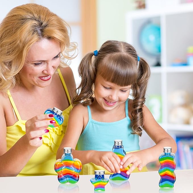 Tanlade 50 Pcs Sand Art Bottles Plastic Sand Art Containers with 10 Funnels Sand Art Bottles Kits for Kids Craft Collection Bottles for Craft DIY Art Activity Party Group, Sand Not Included (Silver)