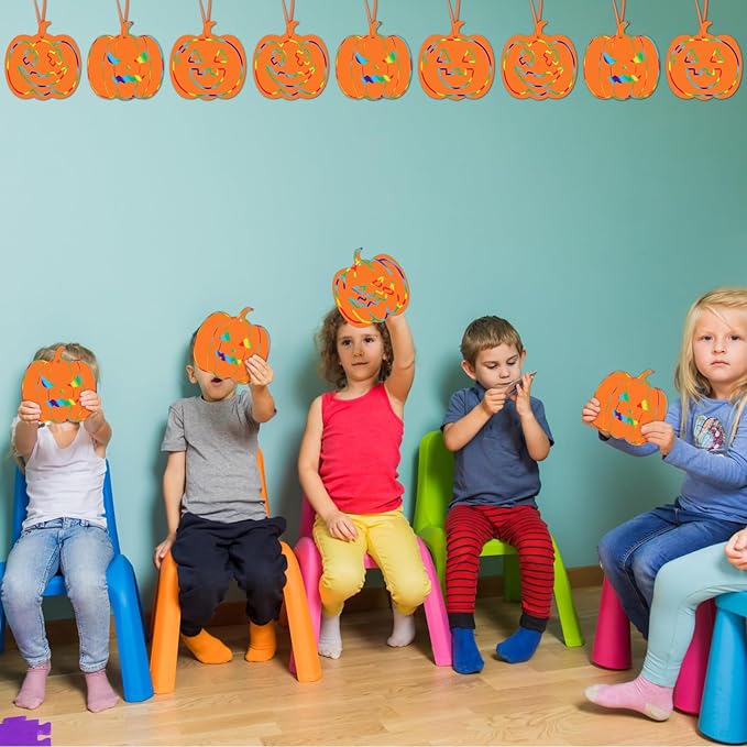Liliful 60 Set Thanksgiving Scratch Crafts for Kids Colorful Pumpkin Scratch Crafts with 30 Wooden Scratch Tools Fall Scratch Art Pumpkin Hanging Art for Autumn Thanksgiving Craft Gifts
