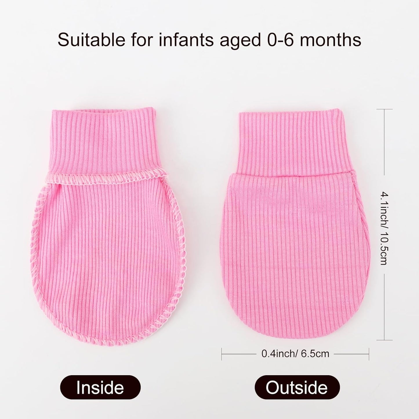 BQUBO 6 Pairs Newborn Baby Boys Girls Mittens 0-6 Months Unisex-Baby Infant Mittens Elastic No Scratch Wrist Gloves