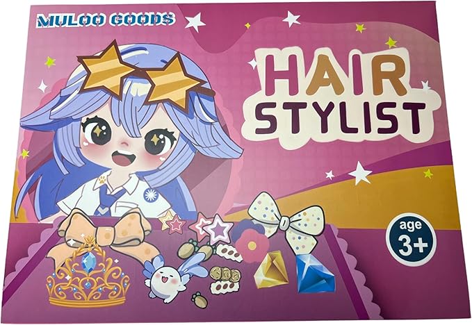 Muloo Goods Paper Craft DIY Hair Stylist for Kids, Fun Paper Cut Set, 4 Wigs (10)