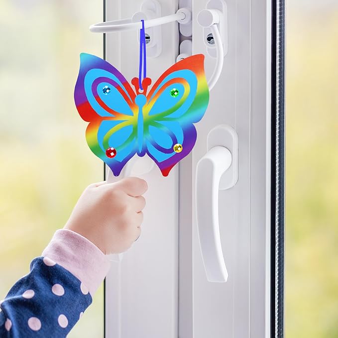 Winlyn 48 Sets 8 Styles Magic Color Scratch Butterfly Ornaments Decorations Butterfly Scratch Art Butterfly Craft Kits for Kids Classroom Easter Day Spring Activities Party Favors