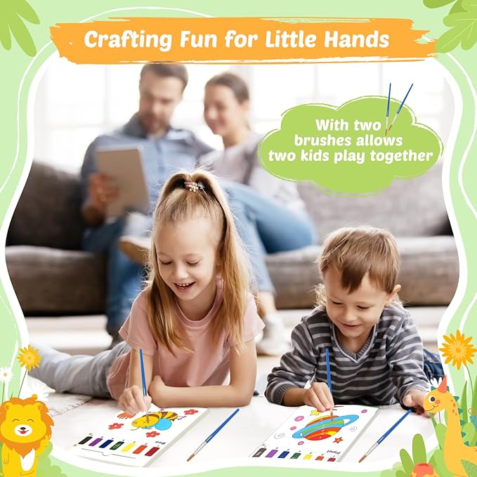 Water Coloring Books for Toddlers - Easter Basket Stuffers Watercolor Paint Book Drawing Art Paper for Kids Mess Free Craft Supplies kit Toy for Age 3 4 5 6 Valentines Birthday Gift(Aniaml,Planet)