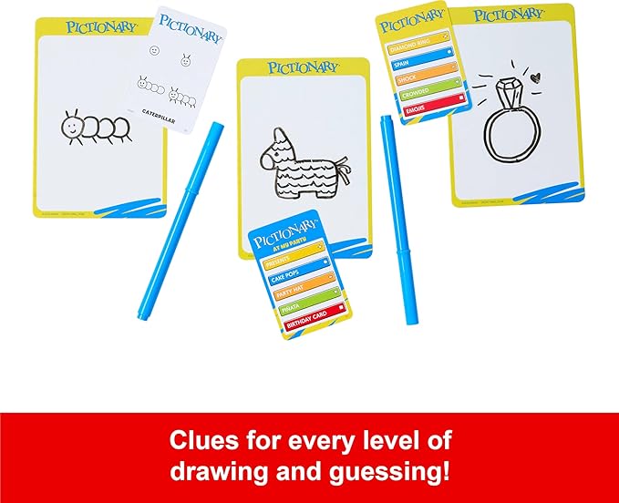 Mattel Games Pictionary Board & Drawing Game for Kids, Adults, Families & Parties, Unique Catch-All Category for 2 Teams (Amazon Exclusive)