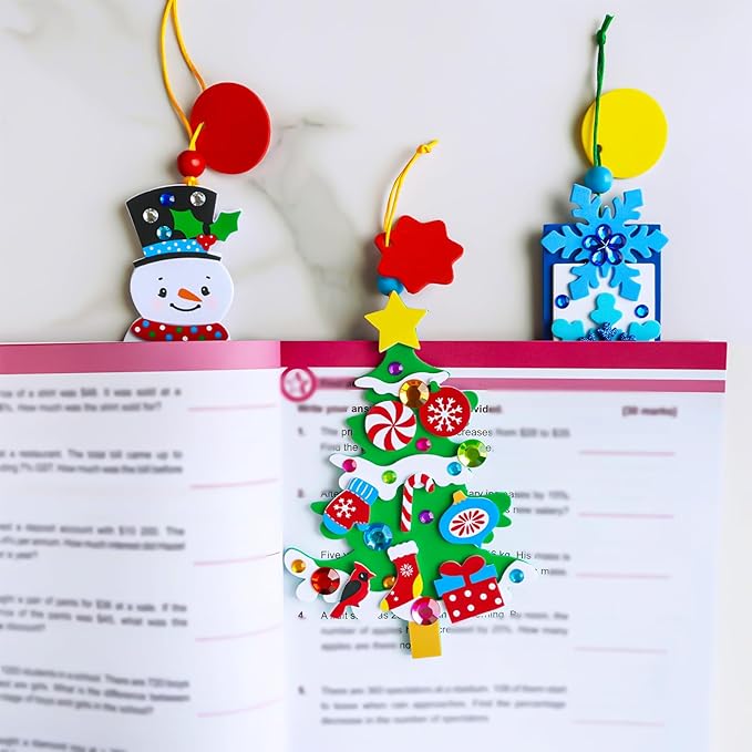 Winlyn 24 Sets Christmas Craft Kits Winter Crafts DIY Christmas Ornaments Decorations Craft Kits Festive Foam Stickers Christmas Arts and Crafts for Kids Holiday Home Classroom Activities Party Favors