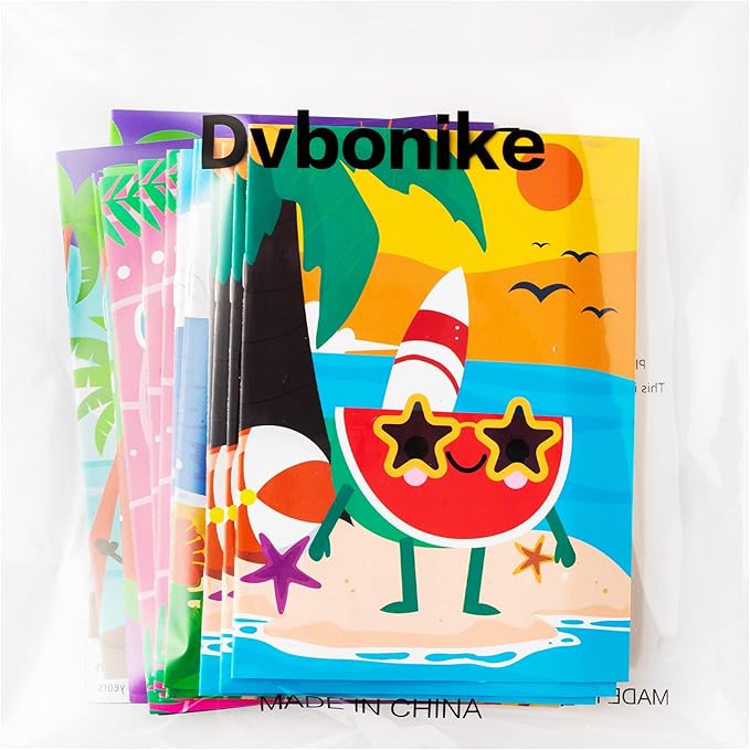 Dvbonike 24Pcs Watermelon Coloring Books Summer Themed DIY Color-in Pages with Seaside Beach Sunglasses Drawing Party Favors Gifts Home School Classroom Game Art Activity Supplies for Kids Age 4-8