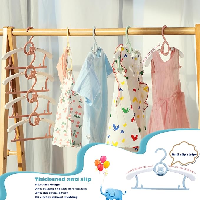 Baby Nursery Closet Hangers, Non-Slip Laundry Infant Pant Hangers for Newborn Clothes - JSF20pcs Adjustable Children Coat Hanger for Girl Boy Toddler Kids Child