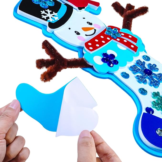 Winlyn 24 Sets Christmas Craft Kits Winter Crafts DIY Snowman Stocking Ornaments Decorations Snowman Snowflakes Foam Stickers Arts and Crafts for Kids Classroom Art Activities Holiday Party Favors
