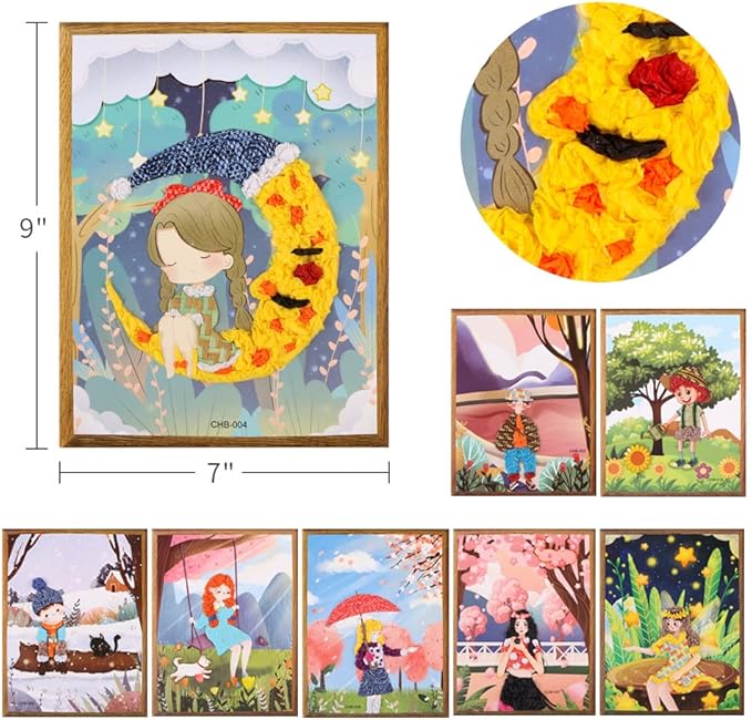 Yohelly 8 Pcs DIY Sticky Mosaic Art Crafts Early Learning Games Art Kit for Preschool Toddlers Boys and Girls