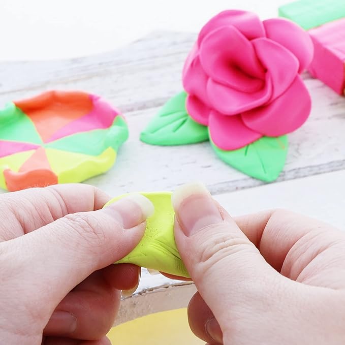 BAZIC Modeling Clay Neon Color 1 LB, Modeling Dough Non Toxic Gift for Artist Kids, Bulk for Classroom, 4-Pack