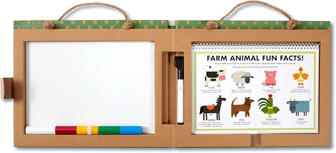 Melissa & Doug Natural Play: Play, Draw, Create Reusable Drawing & Magnet Kit – Farm (38 Magnets, 5 Dry-Erase Markers)