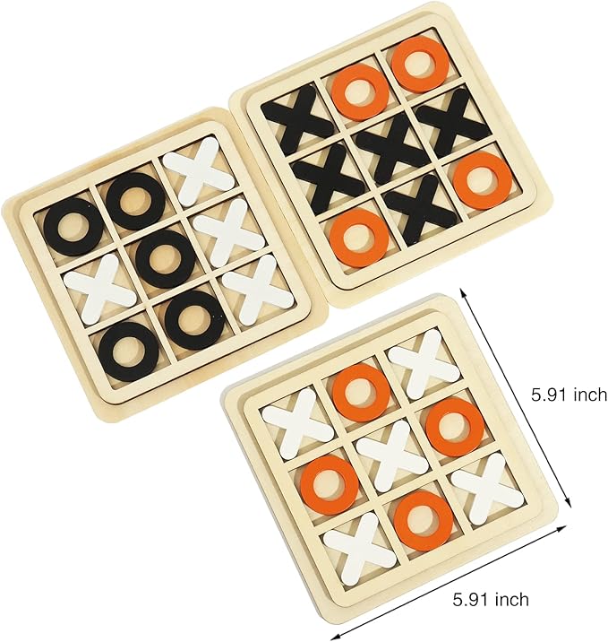 Wooden Board Tic Tac Toe Game XO Table Toy Classical Family Children Puzzle Game Educational Toys, Random Color