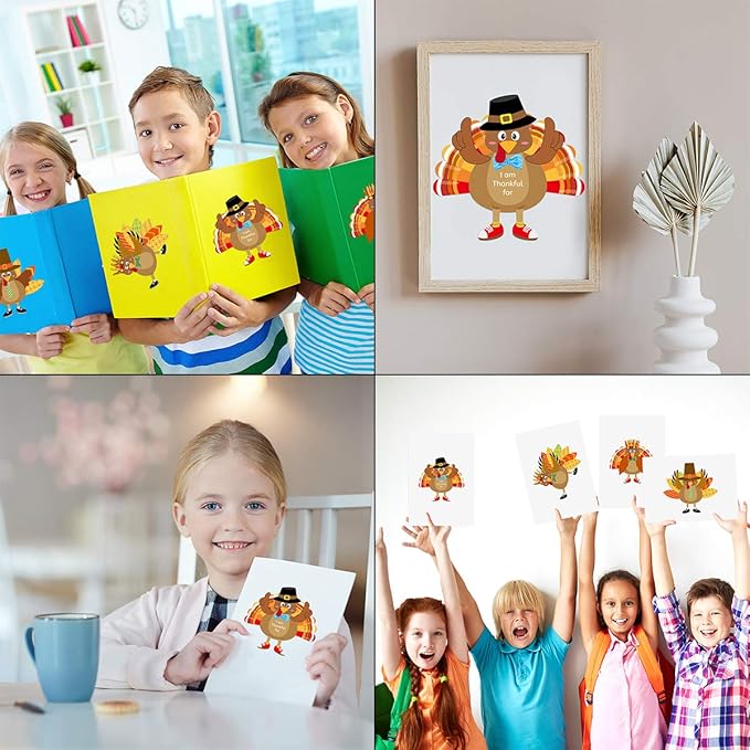 Make-A-Turkey Stickers Thanksgiving Crafts for Kids Make Your Own Turkey Craft Sets for Thanksgiving Party Favors Game Activities Supplies 20Pcs