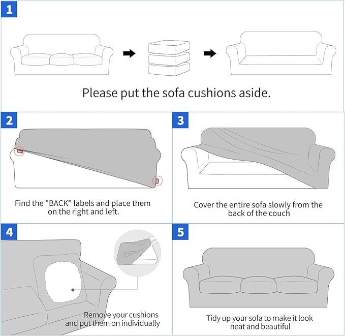 MAXIJIN 4 Piece Couch Covers for 3 Cushion Couch Super Stretch Non Slip Couch Cover for Dogs Pet Friendly Elastic Jacquard Furniture Protector Sofa Slipcovers (Sofa, Peacock Blue)