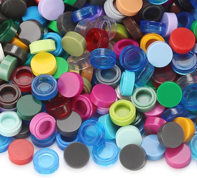 4600PCS 1×1 Round Tiles 46 Colors Flat Bricks MOC Parts and Pieces, Multicolored Bulk Studs Building Accessories for Smooth Surface, Mosaics and Pixel Art Toy Dots Compatible with Major Brands 98138