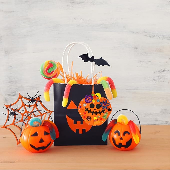 Winlyn 30 Kits Fall Halloween Pumpkin Decorations DIY Pumpkin Craft Kits Foam Pumpkin Shapes with Halloween Stickers Jack-O'-Lantern Face Stickers for Kids Gift Favors Art Project Classroom Activity
