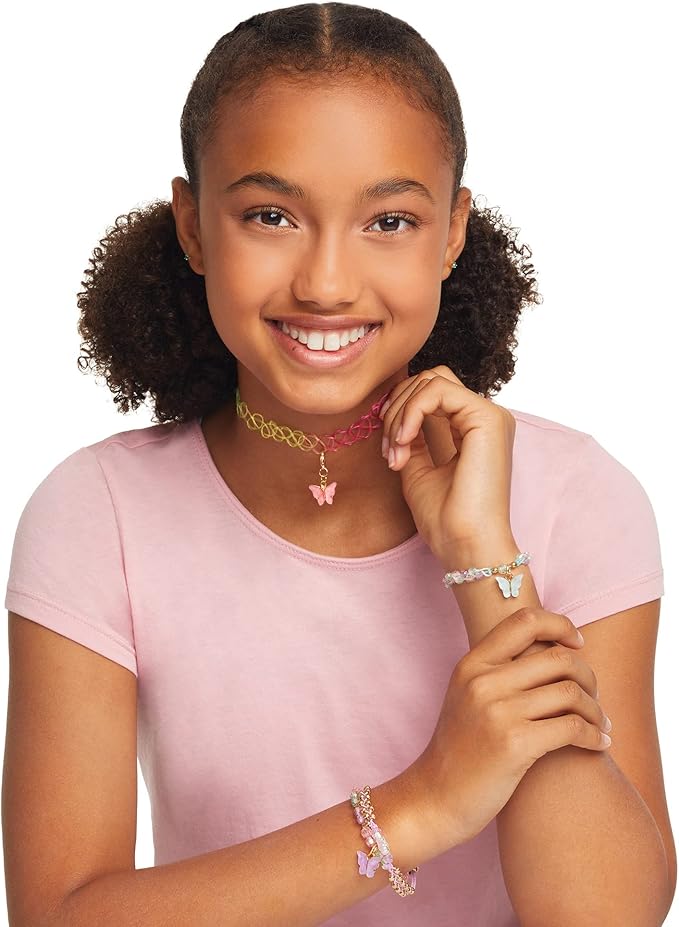 Make It Real: Butterfly Jewelry Set - Create 7 Pieces of Jewelry, 281 Pieces, Includes Play Tray, DIY All-in-One Kit, Tweens & Girls, Arts & Crafts, Kids Ages 8+
