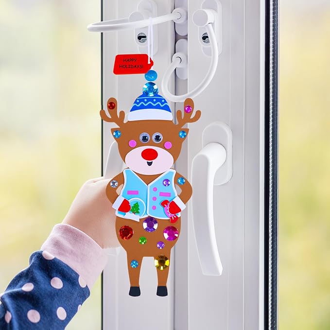 Winlyn 24 Sets Christmas Craft Kits Winter Crafts DIY Holiday Ornaments Decorations Winter Festive Foam Stickers Christmas Arts and Crafts for Kids Christmas Home Classroom Art Activities Party Favors