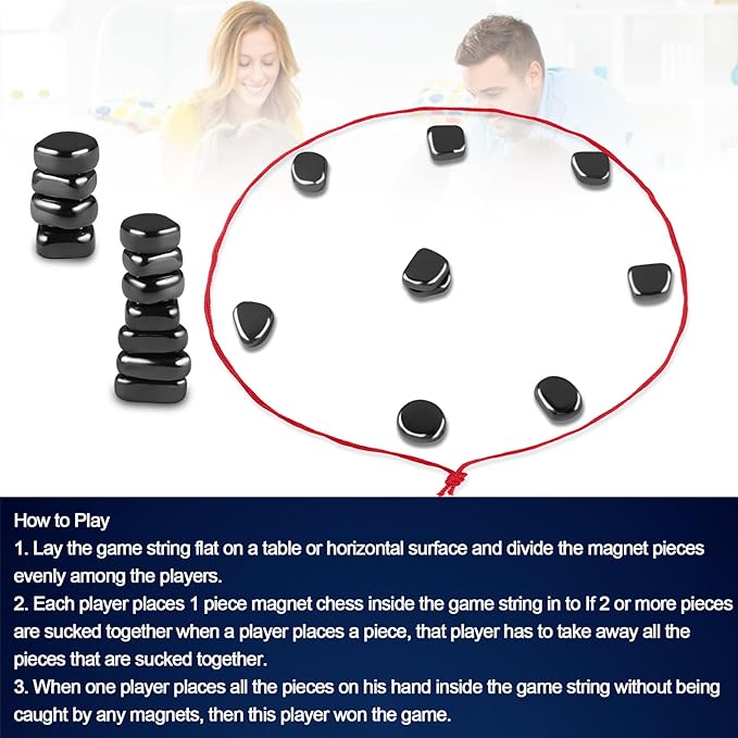 Christmas Magnetic Chess Game with Stones Set, Magnetic Chess Game with Rocks, Magnet Game with String, Educational Checkers Game for Kids & Adults, Boys Girls Gifts