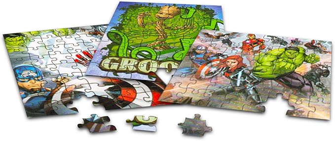 Marvel Heroes Premier Puzzles - Bundle with 3 Assorted 48 Piece Avengers Puzzles Plus Avengers Stickers and More (Superhero Puzzles)