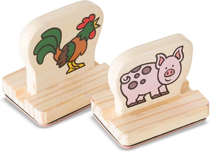 Melissa & Doug My First Wooden Stamp Set - Farm Animals - Art Projects, With Washable Ink, Farm Themed Wooden Stamps For Kids Ages 4+
