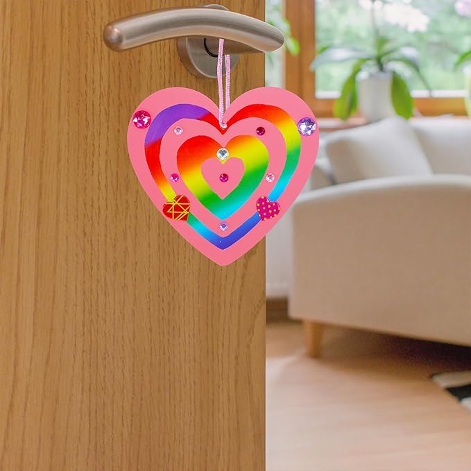 Winlyn 32 Sets Colorful Magic Color Scratch Valentine Hearts Ornaments Decorations Valentine Scratch Art Hearts Valentine's Day Craft Kits for Kids Classroom Activities Party Favors Gift Exchange