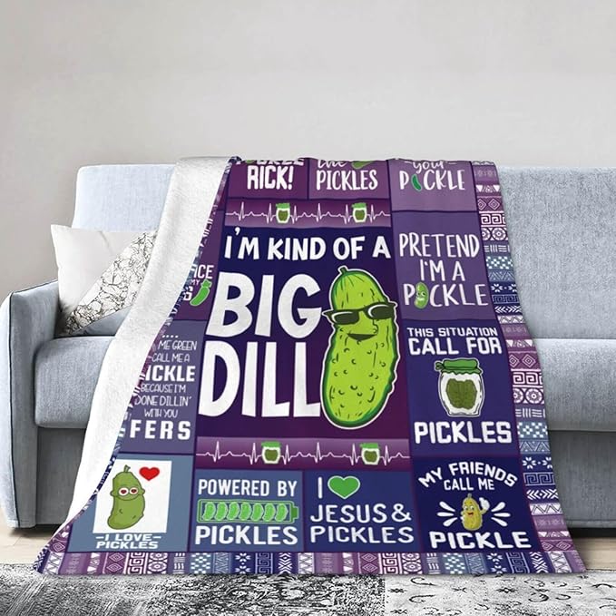Pickle Blanket for Boys Girls, Cute Pickle Themed Design Printed Throw Blankets for Kids Lap, Chair Sofa, Warm Soft Cozy Blanket, 40"x 50"