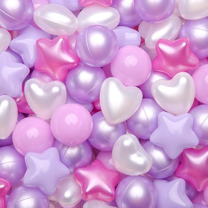 GOGOSO Ball Pit Balls,Plastics Balls for Ball Pit, Stars Hearts Shape for PastelBall for Toddlers Kids