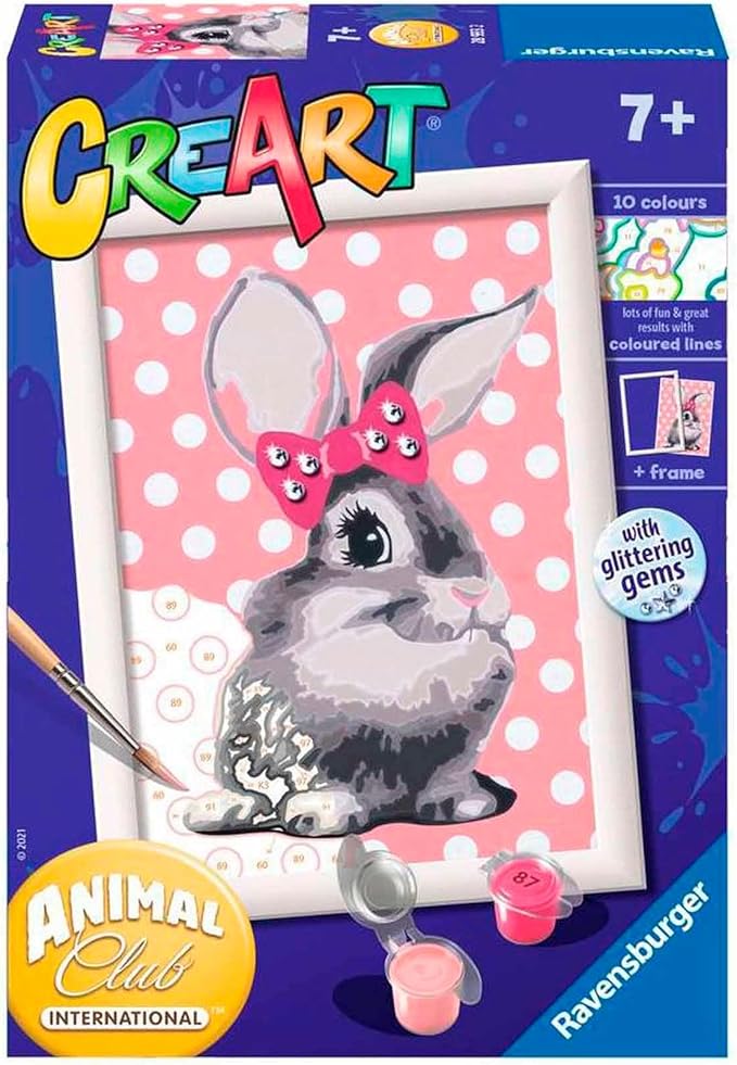 Ravensburger CreArt Cuddly Bunny Paint by Numbers for Children - Painting Arts and Crafts Kits for Ages 7 Years Up - Easter Gifts