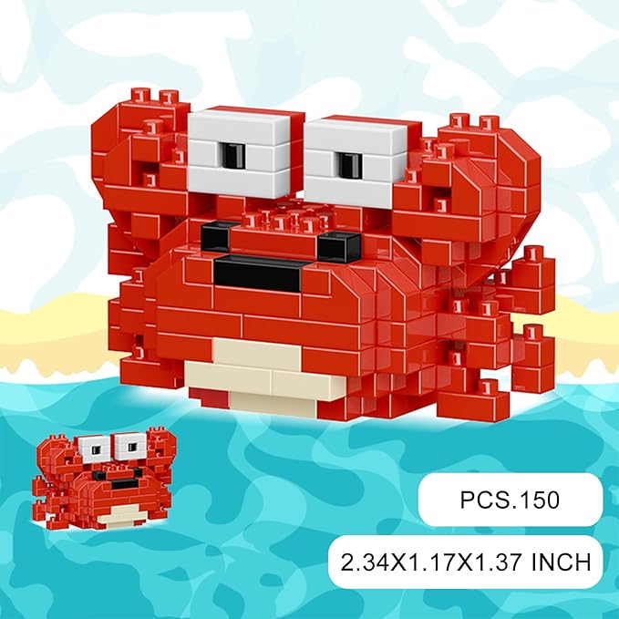 Marine Animals Building Blocks Sets Mini Building Blocks Ocean Animal Sea Creatures Building Blocks Set Mini Building Blocks Toys STEM Gifts for Kids Adult(Crab)