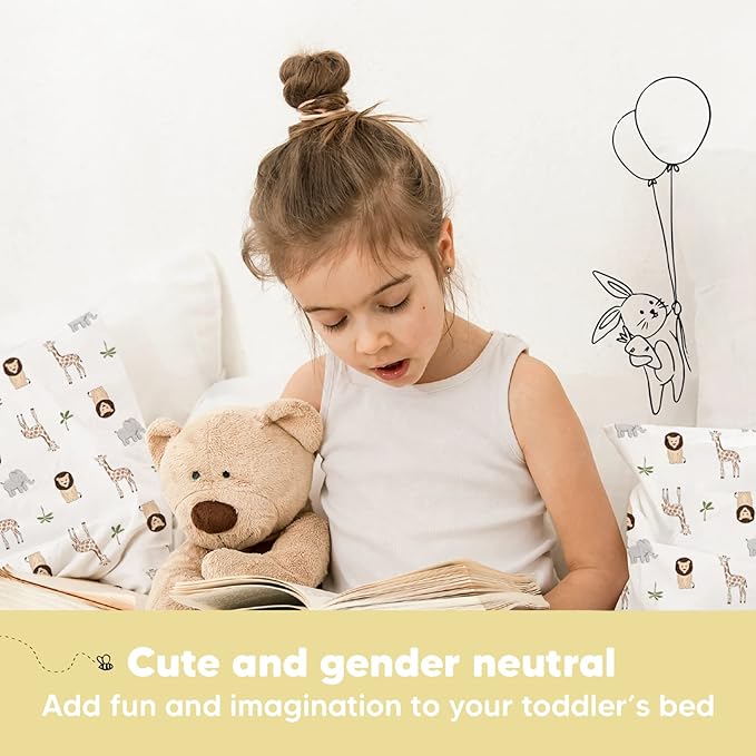 Toddler Pillow with Pillowcase - 13x18 My Little Dreamy Pillow, Organic Cotton Toddler Pillows for Sleeping, Kids Pillow, Travel Pillows, Mini Pillow, Nursery Pillow, Toddler Bed Pillow (The Wild)