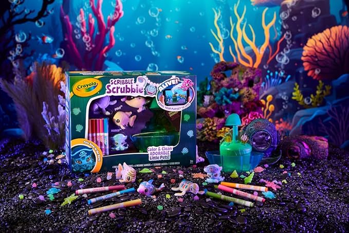 Crayola Scribble Scrubbie Glow Lagoon Pets, Sea Animal Toys, Gifts for for Boys & Girls, 3+