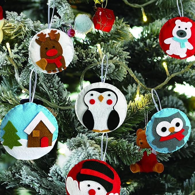 MOVEBO Felt DIY Sewing Crafts (Christmas Ornaments DIY Set),DIY Kit My First Sewing Kit for Kids Girls Boys Preschool Sewing Kits Projects Craft Kits for Kids Sewing Kit Art Projects