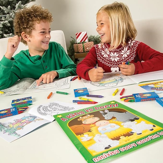 Nativity Coloring Book with Story of Christmas - Set of 12 - Religious Activity Books for Kids