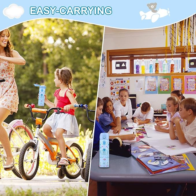 Pakoo Gifts for Girls, Decorate Your Water Bottle with Tons of Rhinestone Glitter Gem Stickers - DIY Craft Kit for Girls Age 5 6 7 8 9 10 11 12 - 17 OZ BPA Free Stainless Steel Insulated Kids Mugs