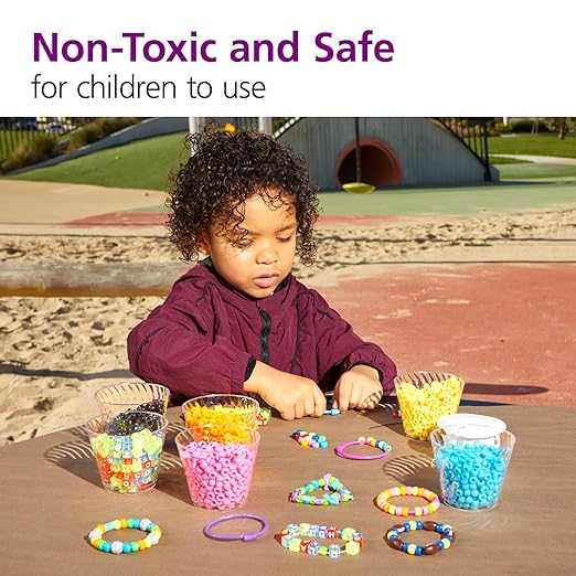 Colorations Pony Bead Bracelets for Kids, Set of 24, 3 Colors, 1/4 Diameter, Snap Closure, Jewelry, Gifts, Arts & Crafts, Wearables, Reusable (Item # PBBR)