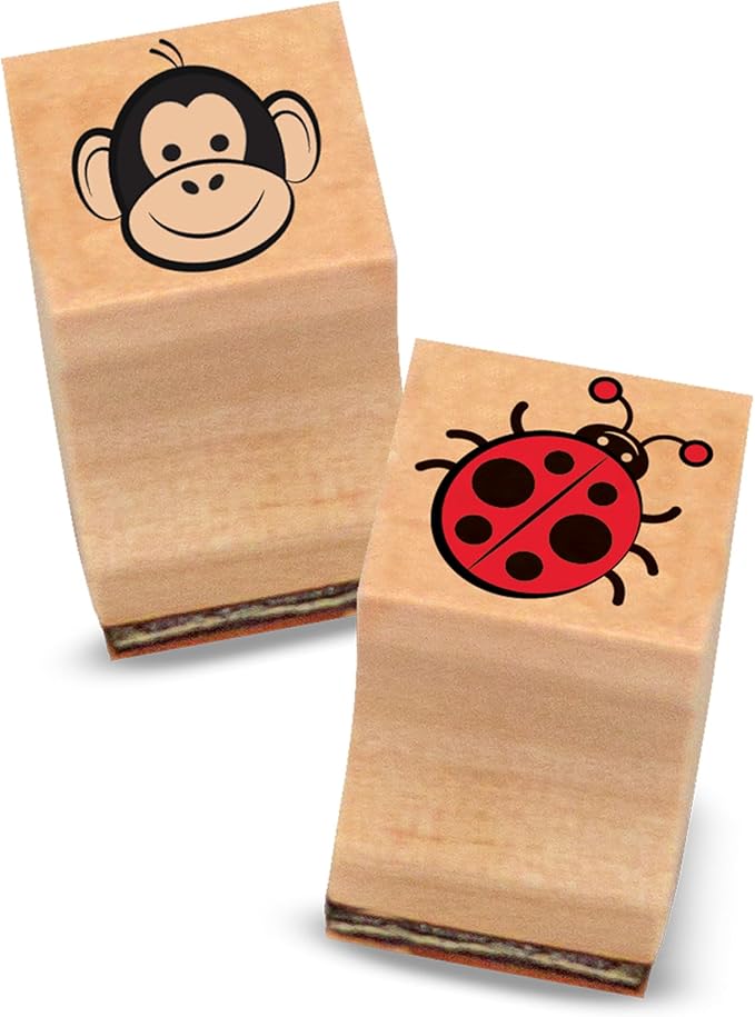 Melissa & Doug Wooden Stamp Set, Favorite Things - 26 Wooden Stamps, 4-Color Stamp Pad Kids Art Projects, Stamps With Washable Ink, For Kids Ages 4+