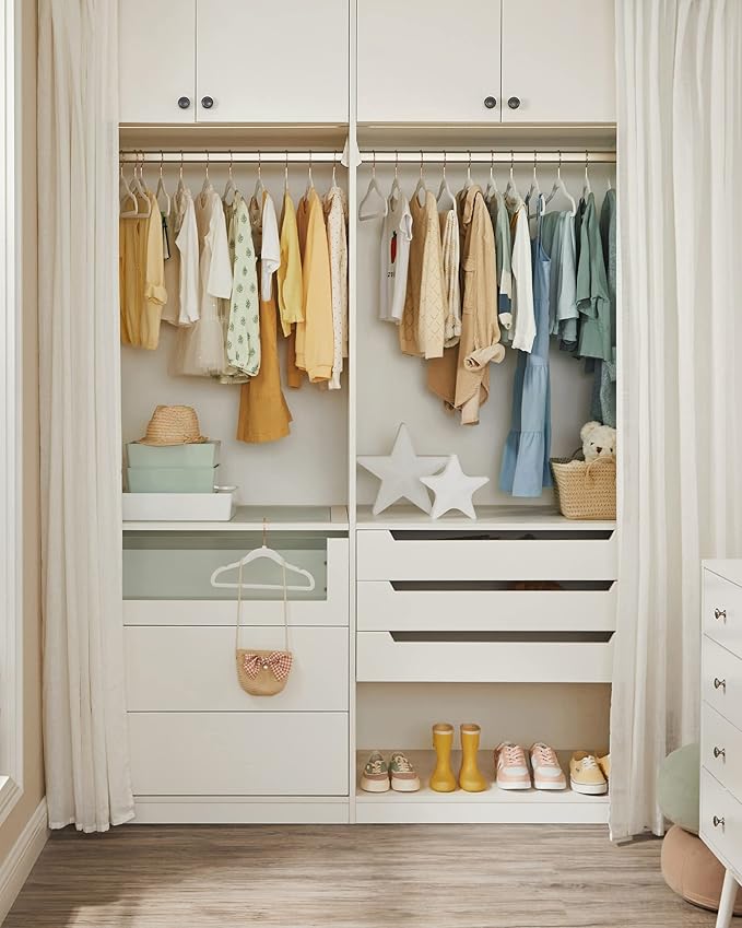 SONGMICS Baby Hangers 50 Pack, Kids Hangers for Closet, 11.8 x 8.1 Inches, Rose Gold 360° Swivel Hooks, Space-Saving Clothes Hangers, Velvet Hangers for Nursery, Non-Slip, Cloud White UCRF027W01