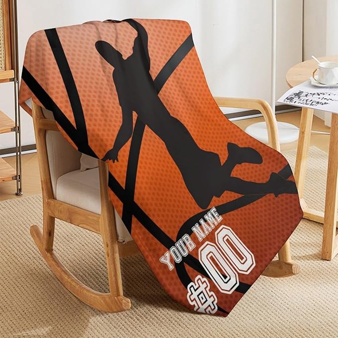 Custom Basketball Blanket - Soft Flannel Sports Basketball Blankets for Girls Boys Kids Basketball Lovers - Warm Basketball Throw Blankets for All Season Lap, Chair, Sofa - 50"x40"