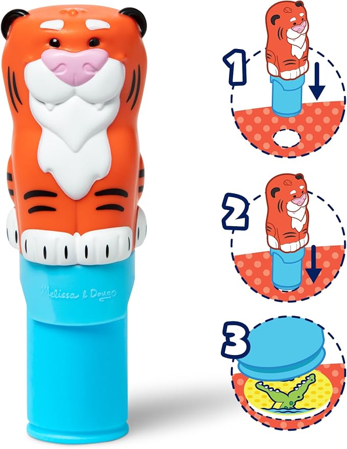 Melissa & Doug Sticker Wow!™ 24-Page Activity Pad and Sticker Stamper, 300 Stickers, Arts and Crafts Fidget Toy Collectible Character – Tiger Creative Play Travel Toy for Girls and Boys 3+