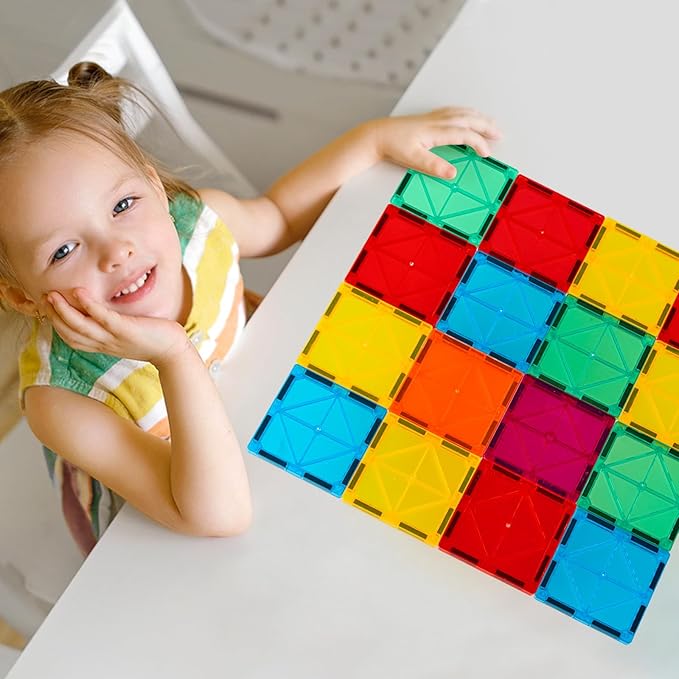 Magnetic Tiles, 100PCS Building Blocks, Magnets Building Set, STEM Construction Stacking Toy Gift for Kids 3+ Boys and Girls Preschool Kindergarden Toy
