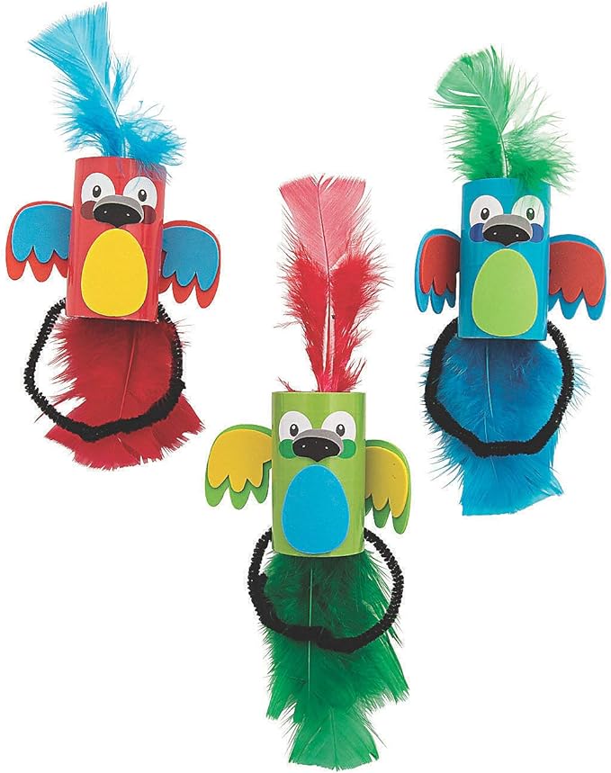 Fun Express Parrot Bracelet Craft Kit-12 - Crafts for Kids and Fun Home Activities - VBS Vacation Bible School Supplies/Decor