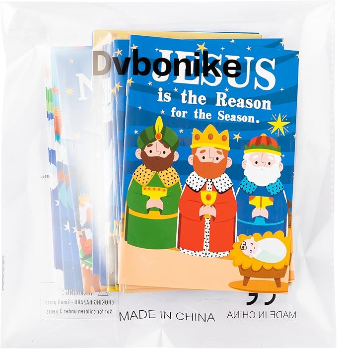 Dvbonike 24Pcs Nativity Coloring Books Christian Theme DIY Art Booklet with Cute Drawing Patterns Bible Savior Religious Christmas Gifts Sunday School Church Activity Supplies for Kids Age 4-8