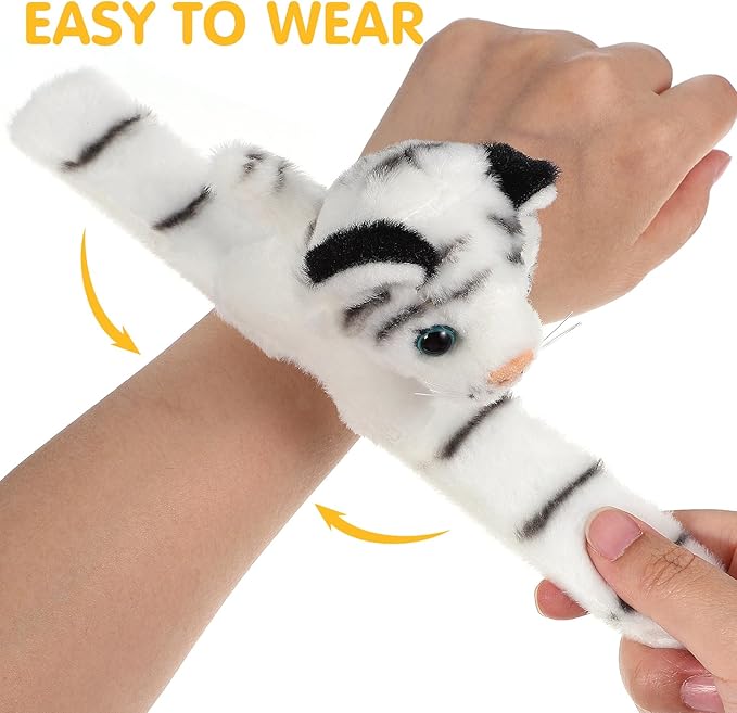 Gadpiparty Animals Slap Bracelet Plush Toys Tiger Slap Band Stuffed Animals Slap Toy Tiger Toy Figures for Kids Birthday Party Favors