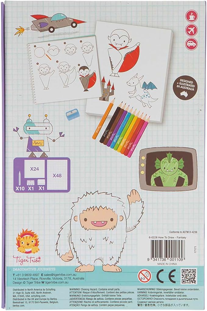 Tiger Tribe: How to Draw - Fairytale Fantasy - Creative Artistic Set, Step-by-Step Guide, Color Pencils, Art Sketch Pad, Store Inside Case, Kid Age 5+