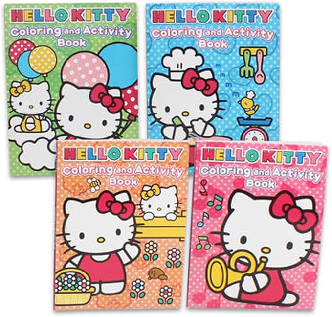 Hello Kitty Coloring and Activity Books Super Set ~ 4 Hello Kitty Books, Stickers, and Beach Kids Door Hanger