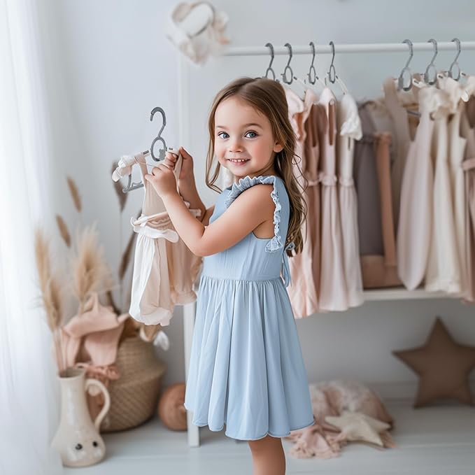 Baby Hangers 100 Pack Extendable Adjustable Kids Hangers, 11-14 Inches Non-Slip Plastic Toddler Hangers for Baby Kid Kids Children Infant Child,Stackable Kid Hangers for Closet Grey Bear